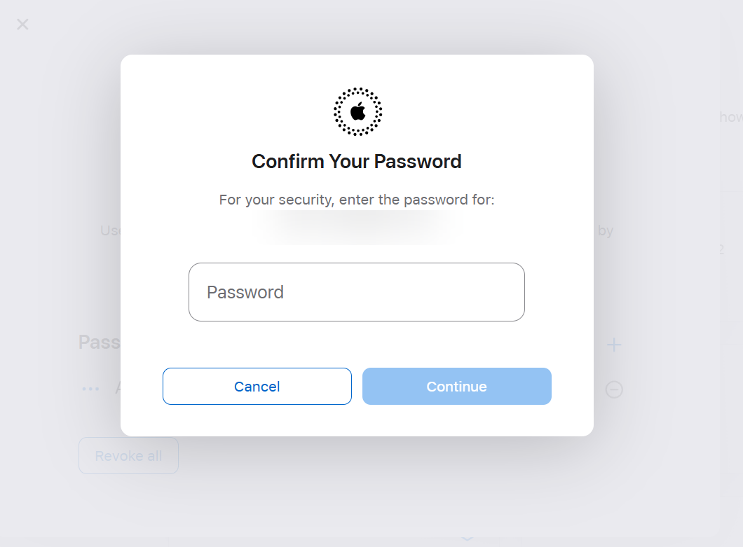 Screenshot: Confirm Your Password prompt